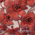 Tissu rouge Designe brodé à la main pour robe